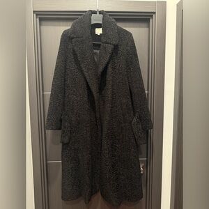Elegant Black Textured Women's Coat cinq-a-sept